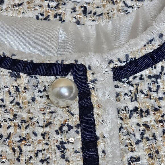 Patty Kim Textured Tweed Style Jacket With Front Pockets 3/4 Flared Sleeves Sati - Picture 8 of 8